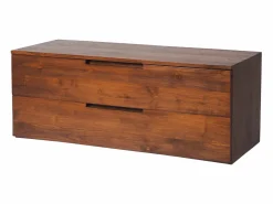 Vente-unique Mueble De Lavabo|Mueble de baño suspendido de teca oscura - 2 cajones - 115 cm - BIMBING