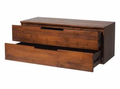 Vente-unique Mueble De Lavabo|Mueble de baño suspendido de teca oscura - 2 cajones - 115 cm - BIMBING