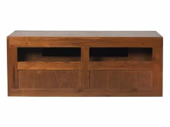 Vente-unique Mueble De Lavabo|Mueble de baño suspendido de teca oscura - 2 cajones - 115 cm - BIMBING