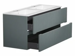Mueble de baño suspendido con lavabo encastrado - estriado - 120 cm - PAVANI^Vente-unique Discount