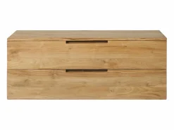 Vente-unique Mueble de baño suspendido de teca clara - 2 cajones - 115 cm - BIMBING Color natural claro Discount