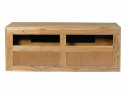 Vente-unique Mueble de baño suspendido de teca clara - 2 cajones - 115 cm - BIMBING Color natural claro Discount