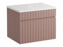 Vente-unique Mueble De Baño Simple|Mueble de baño suspendido rosa con lavabo sobre encimera, 60 cm, SATARA