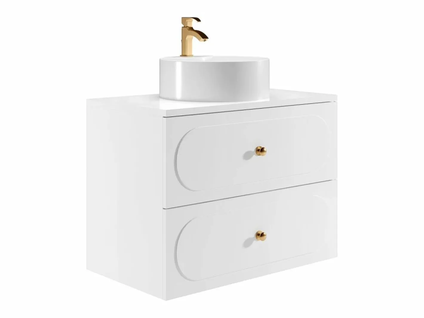 Mueble de baño suspendido con lavabo sobre encimera redondo, 80 cm, SATOBAL^Vente-unique Discount