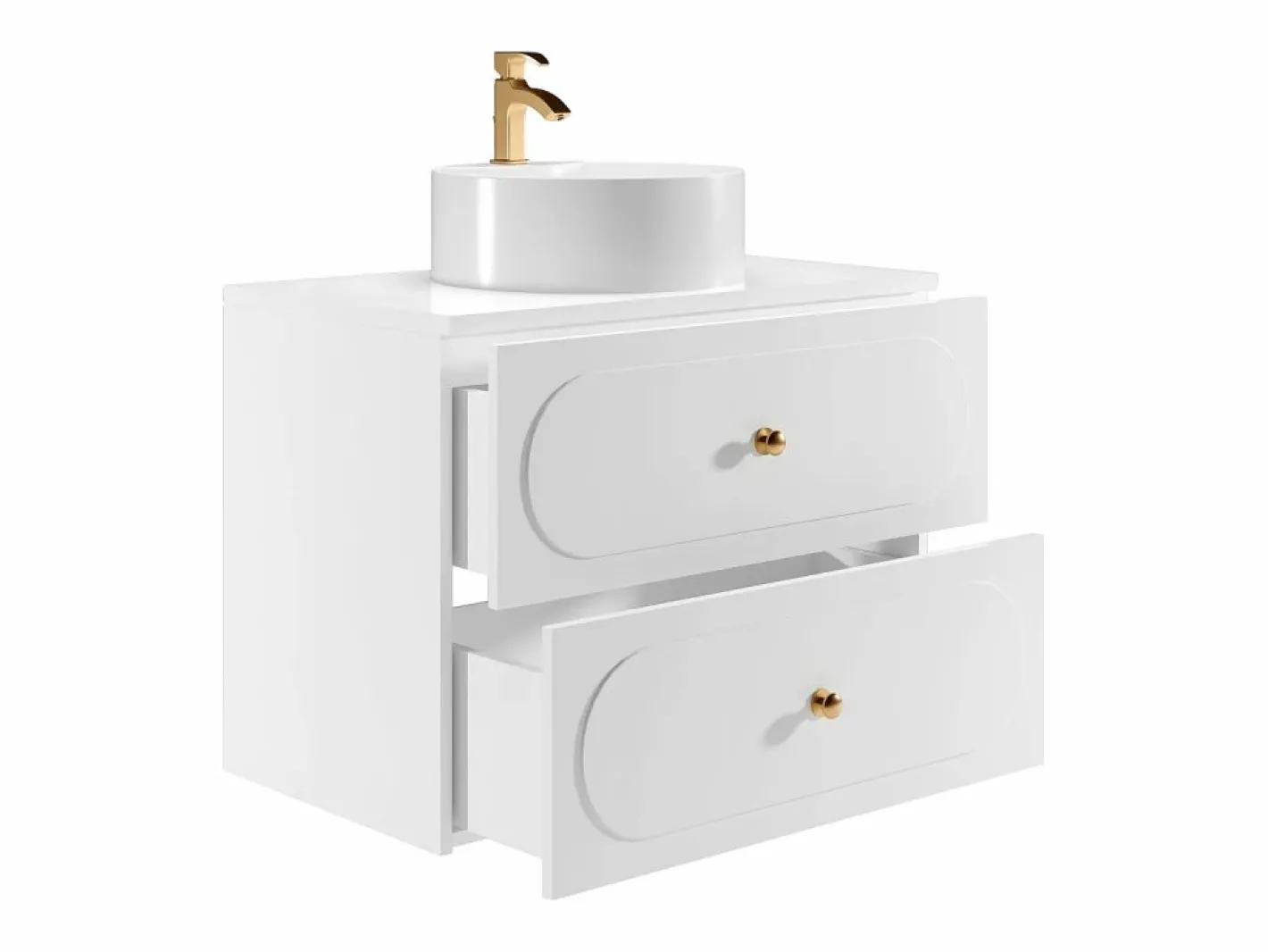 Mueble de baño suspendido con lavabo sobre encimera redondo, 80 cm, SATOBAL^Vente-unique Discount