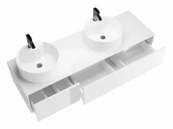 Vente-unique Mueble De Baño Con Doble Lavabo|Mueble de baño suspendido doble lavabo redondo, color , L150 x H32 cm, ISAURE