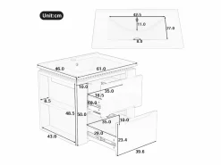 ModernLuxe Mueble de baño suspendido con lavabo de cerámica - con LED - 2 cajones - 2 estantes laterales - (grifo no incluido) Blanco Discount