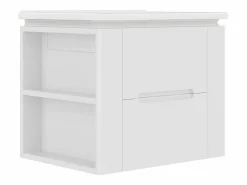 ModernLuxe Mueble de baño suspendido con lavabo de cerámica - con LED - 2 cajones - 2 estantes laterales - (grifo no incluido) Blanco Discount