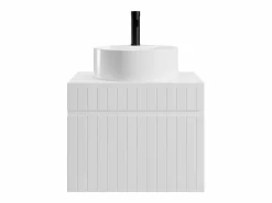 Vente-unique Mueble de baño suspendido con lavabo redondo para instalar, 60 cm, SATARA Blanco Discount