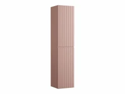 Vente-unique Mueble de baño suspendido estriado rosa con lavabo sobre encimera y columna, 60 cm, SATARA Rosa palo Online