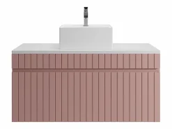 Vente-unique Mueble De Baño Simple|Mueble de baño suspendido rosa con lavabo sobre encimera, 100 cm, SATARA