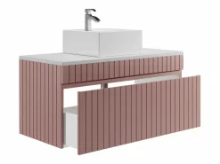 Vente-unique Mueble De Baño Simple|Mueble de baño suspendido rosa con lavabo sobre encimera, 100 cm, SATARA