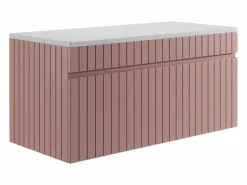 Vente-unique Mueble De Baño Simple|Mueble de baño suspendido rosa con lavabo sobre encimera, 100 cm, SATARA