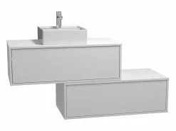 Vente-unique Mueble De Baño Simple|Mueble de baño suspendido con lavabo individual, , 2 cajones, 94 cm, TEANA