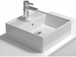 Vente-unique Mueble De Baño Simple|Mueble de baño suspendido con lavabo individual, , 2 cajones, 94 cm, TEANA