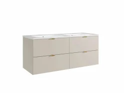 Vente-unique Mueble De Baño Con Doble Lavabo|Mueble de baño suspendido con lavabo encastrado - - 120 cm - LAVENA