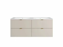 Vente-unique Mueble De Baño Con Doble Lavabo|Mueble de baño suspendido con lavabo encastrado - - 120 cm - LAVENA