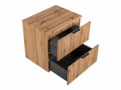 Vente-unique Mueble de baño suspendido estriado con encimera, , 60 cm, ZEVARA Color natural claro Outlet