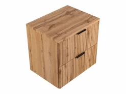 Vente-unique Mueble de baño suspendido estriado con encimera, , 60 cm, ZEVARA Color natural claro Outlet