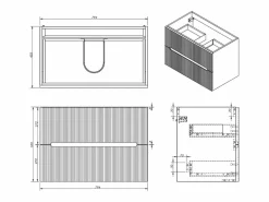 Mueble de baño suspendido de lavabo , 80 cm, PAVANI^Vente-unique
