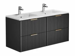 Mueble de baño suspendido con lavabo encastrado, 120 cm, ZEVARA, con canalé^Vente-unique Discount