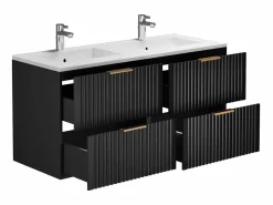 Mueble de baño suspendido con lavabo encastrado, 120 cm, ZEVARA, con canalé^Vente-unique Discount