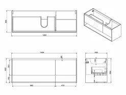 Mueble de baño suspendido con lavabo, 150 cm, PUJUKA^Vente-unique New
