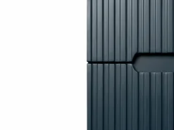 Vente-unique Mueble De Baño Con Doble Lavabo|Mueble de baño suspendido con lavabo y grifo - Estriado azul - 120 cm - PAVANI