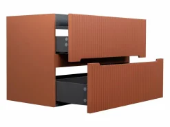 Vente-unique Mueble de baño suspendido, lavabo de encastre y columna, estriado - PAVANI Terracota Online