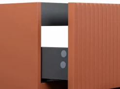Vente-unique Mueble de baño suspendido, lavabo de encastre y columna, estriado - PAVANI Terracota Online