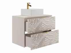 Vente-unique Mueble De Baño Simple|Mueble de baño suspendido texturizado con lavabo cuadrado - - 80 cm - RINAREL