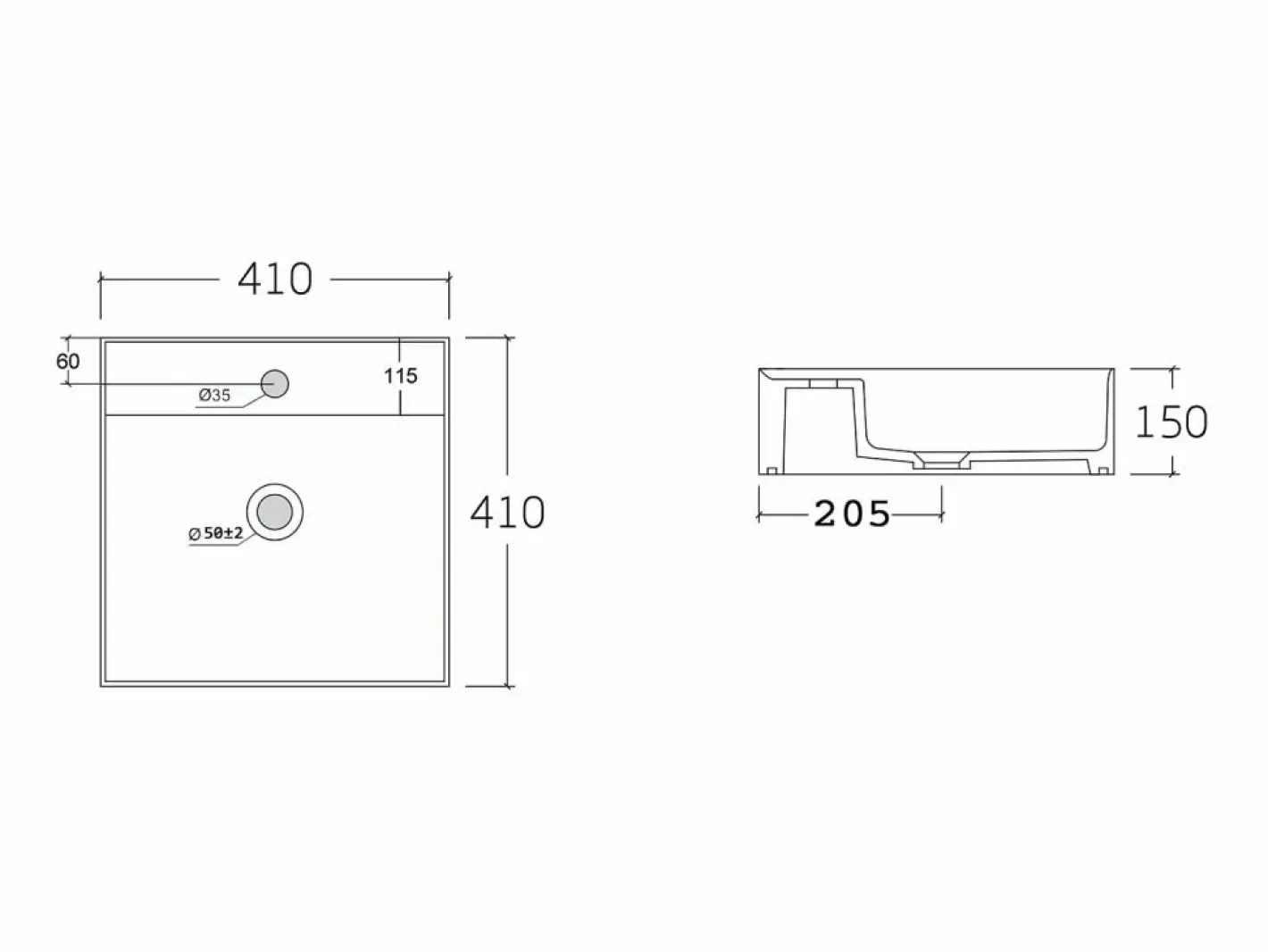 Vente-unique Mueble De Baño Simple|Mueble de baño suspendido texturizado con lavabo cuadrado - - 80 cm - RINAREL