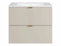 Vente-unique Mueble de baño suspendido con lavabo encastrado - - 60 cm - LAVENA Beige Discount