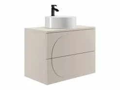 Mueble de baño suspendido con lavabo sobre encimera redondo - - 80 cm - VUTOMA^Vente-unique Best