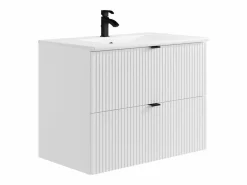 Mueble de baño suspendido estriado, lavabo encastrado, columna, , 80 cm, ZEVINI^Vente-unique New