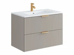 Mueble de baño suspendido con lavabo encastrado de canalé , 80 cm, ZEVARA^Vente-unique Online