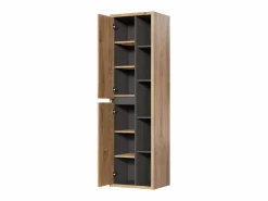 Mueble de baño suspendido con lavabo cuadrado y columna, 100 cm, Color natural, PURNAL^Vente-unique Best