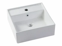 Mueble de baño suspendido con lavabo cuadrado y columna, 100 cm, Color natural, PURNAL^Vente-unique Best