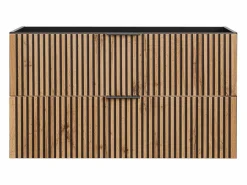 Mueble de baño suspendido, natural claro y negro, 100 cm, MADELA^Vente-unique New