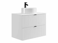 Vente-unique Mueble De Baño Simple|Mueble de baño suspendido con lavabo sobre encimera, mate, An80 cm, ZEVINI