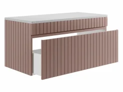 Vente-unique Mueble De Lavabo|Mueble de baño suspendido rayado rosa con tablero, 100 cm, SATARA