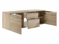 Vente-unique Mueble de baño suspendido con lavabos y espejos, natural claro, L150 cm, JIMENA Color natural claro Sale