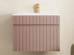 Vente-unique Mueble de baño suspendido en rosa con lavabo encastrado, 60 cm, SATARA Rosa palo Online