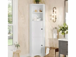 Mueble de baño triangular - 51,7 x 32 x 155,4 cm - con 2 compartimentos abiertos + 2 puertas - MDF -^Merax Hot