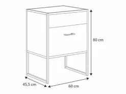 Mueble De Aseo|Mueble de Baño 60x45,5x80 cm Roble Artesanal y Negro – Estructura de Acero Macizo, Frentes Laminados y Tiradores Metálicos