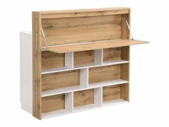 Mueble de bar con 2 puertas y 1 cajón de MDF - Blanco y Natural - LAMONIA^Vente-unique Best