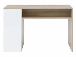 Vente-unique Mueble de bar con almacenamiento - Blanco y natural - NIRAYA Color natural claro / Blanco Discount