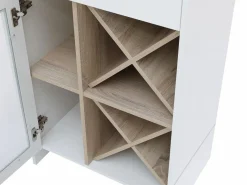 Vente-unique Mueble de bar con almacenamiento - Blanco y natural - NIRAYA Color natural claro / Blanco Discount