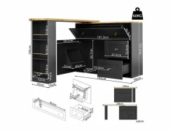 Mueble de bar extensible giratorio - con 2 puertas, 2 cajones y 3 nichos - MDF - 138/204×39×105cm -^DripeX Best