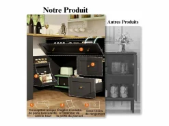 Mueble de bar extensible giratorio - con 2 puertas, 2 cajones y 3 nichos - MDF - 138/204×39×105cm -^DripeX Best